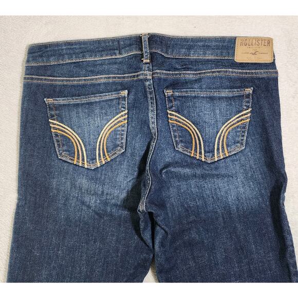 Hollister Bootcut Jeans Low Rise Dark Was Bkue Denim Womens Size 29 Long - Picture 3 of 10
